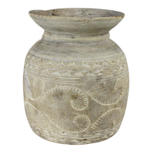 Load image into Gallery viewer, Carved Wood Pot Whitewashed

