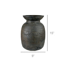 Load image into Gallery viewer, Carved Wood Pot Dark
