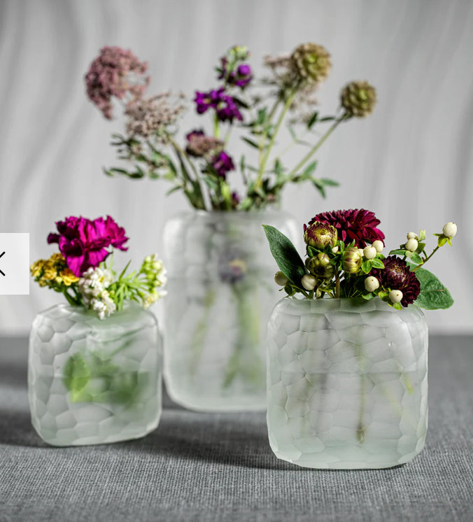 Hammered Frosted Glass Vase