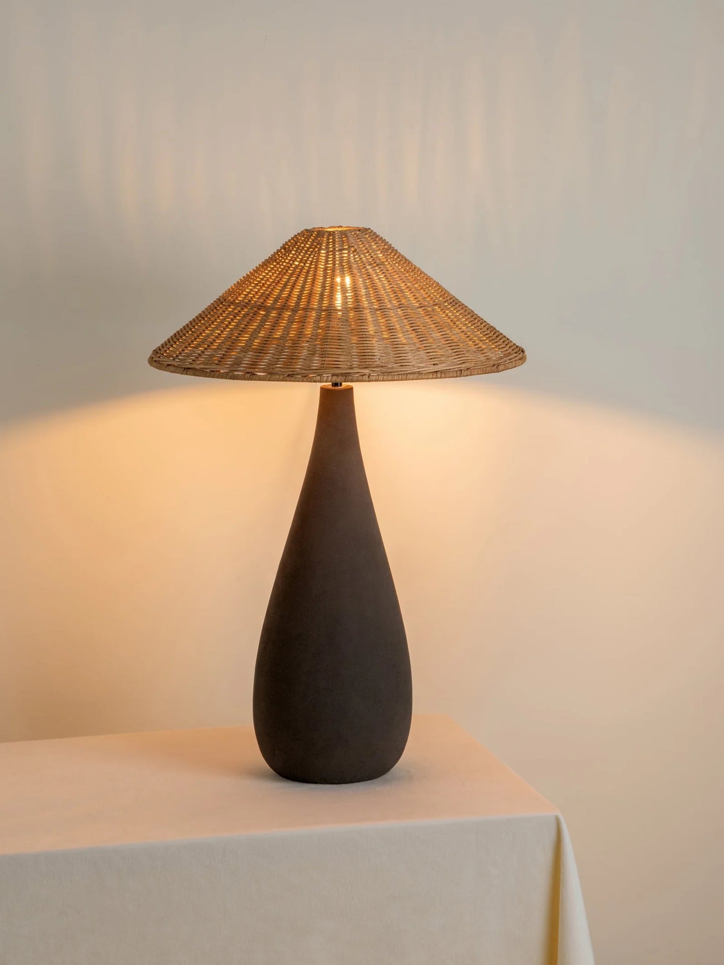 Concrete and Rattan Lamp