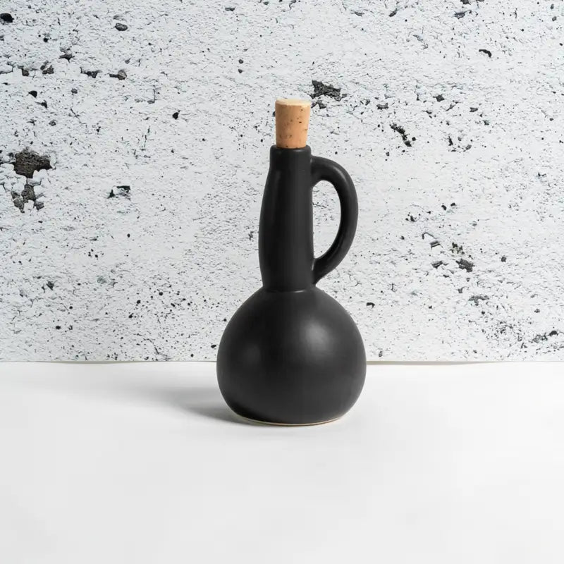 Stoneware Olive Oil Bottle Matte Black