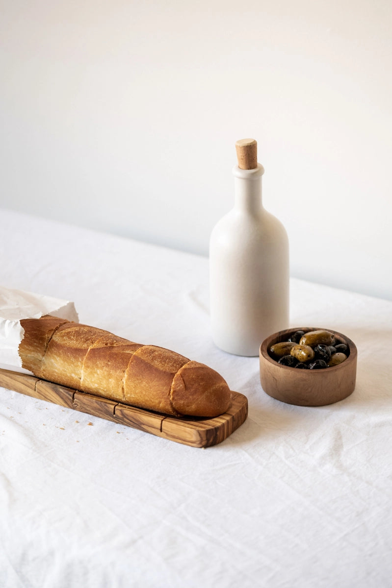 Stoneware Olive Oil Bottle matte white