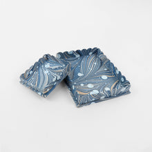 Load image into Gallery viewer, Scalloped Tray Set Blue Fire Whirl
