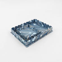 Load image into Gallery viewer, Scalloped Tray Set Blue Fire Whirl
