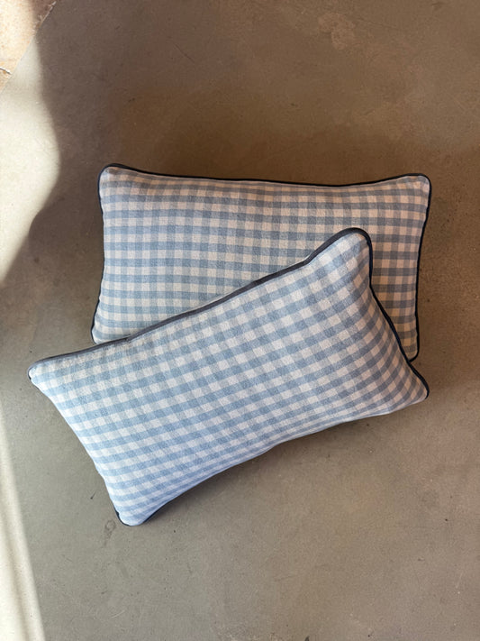Cornflower Blue Gingham Pillow