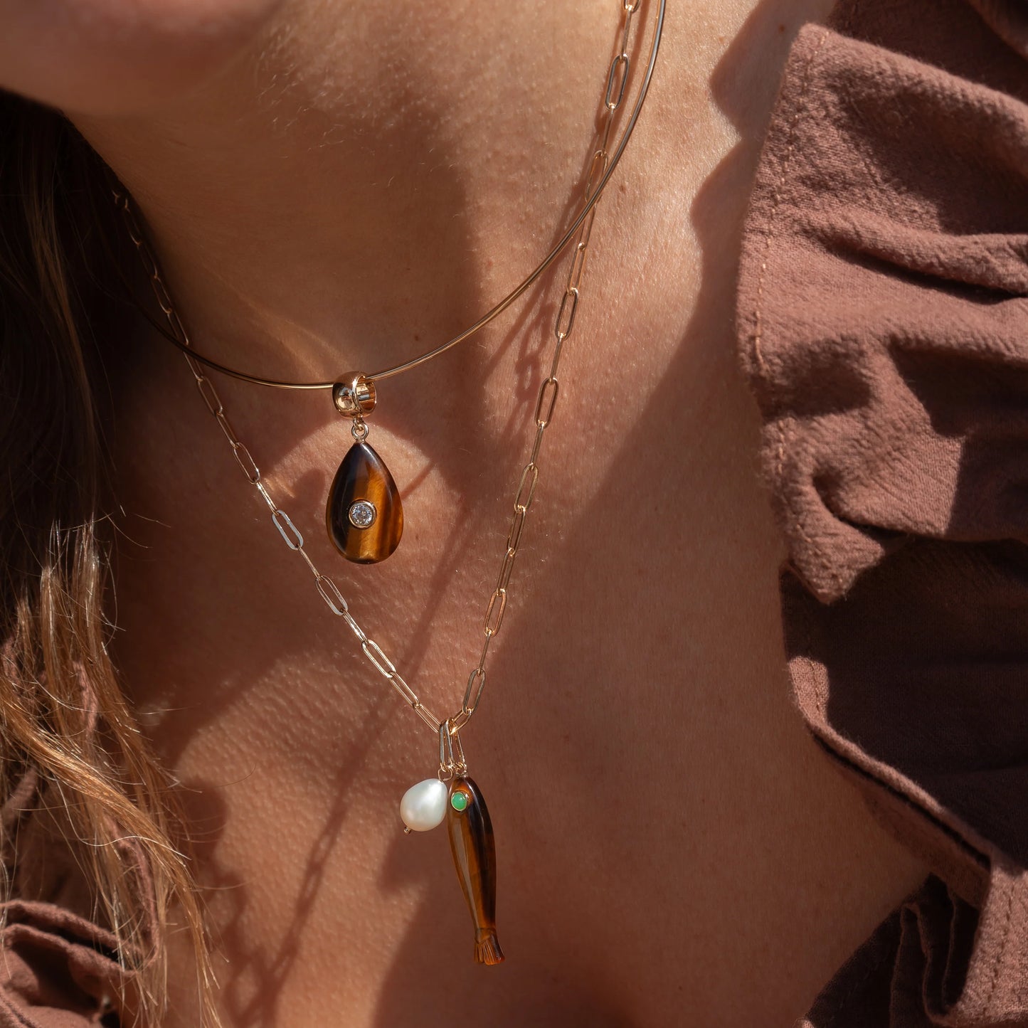 Fish Tigers Eye Charm