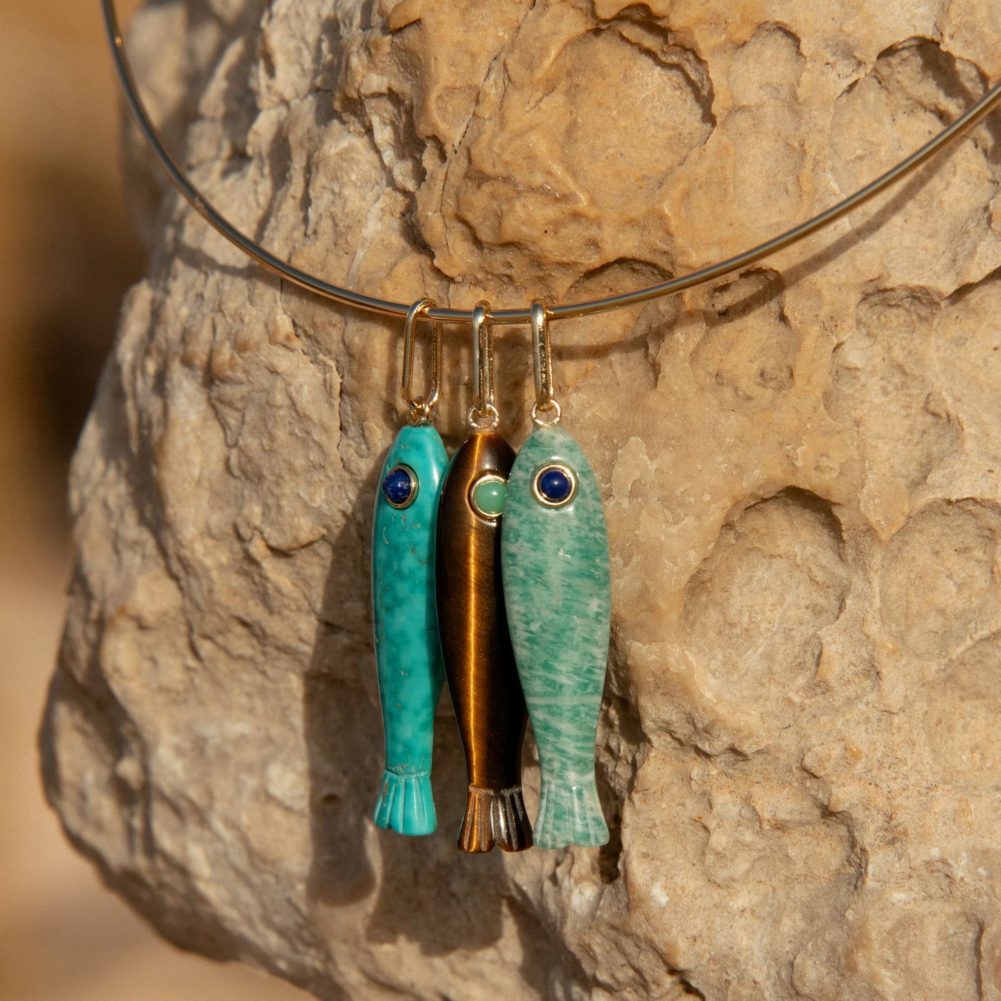 Fish Tigers Eye Charm