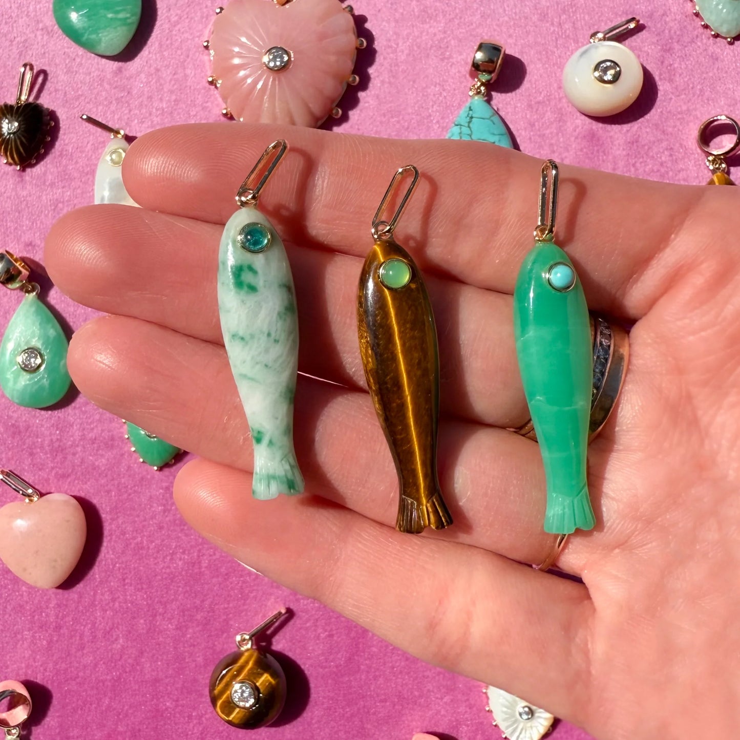 Fish Tigers Eye Charm