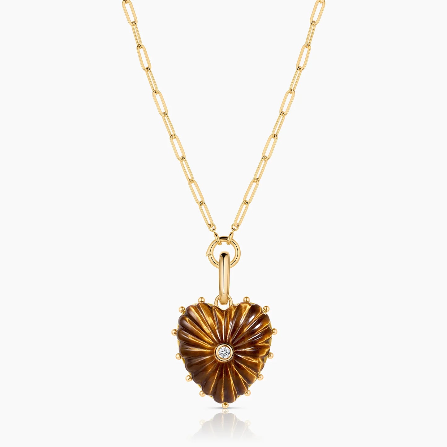 Melanie Tigers Eye Clip Heart Charm