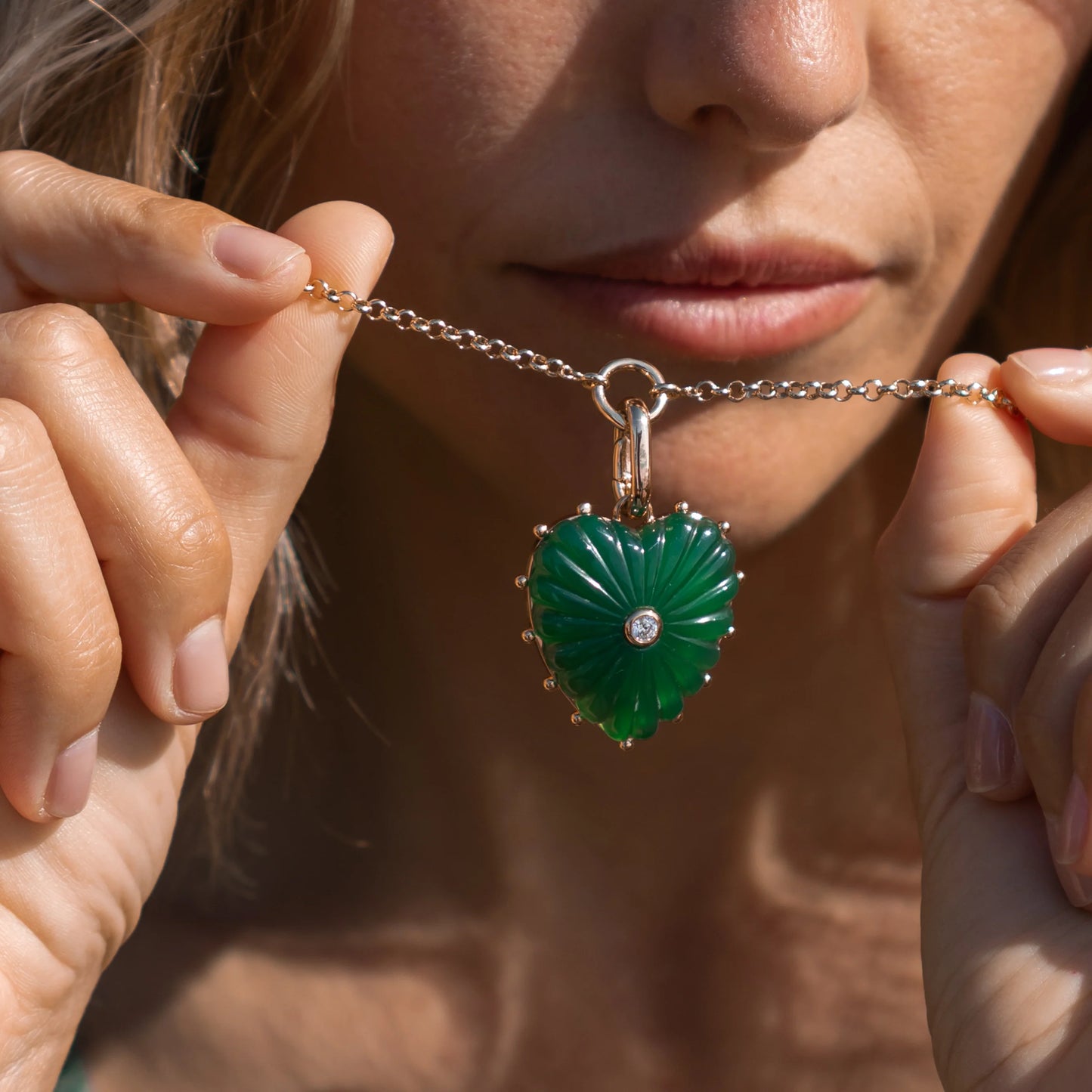 Melanie Green Jade Heart Clip Charm