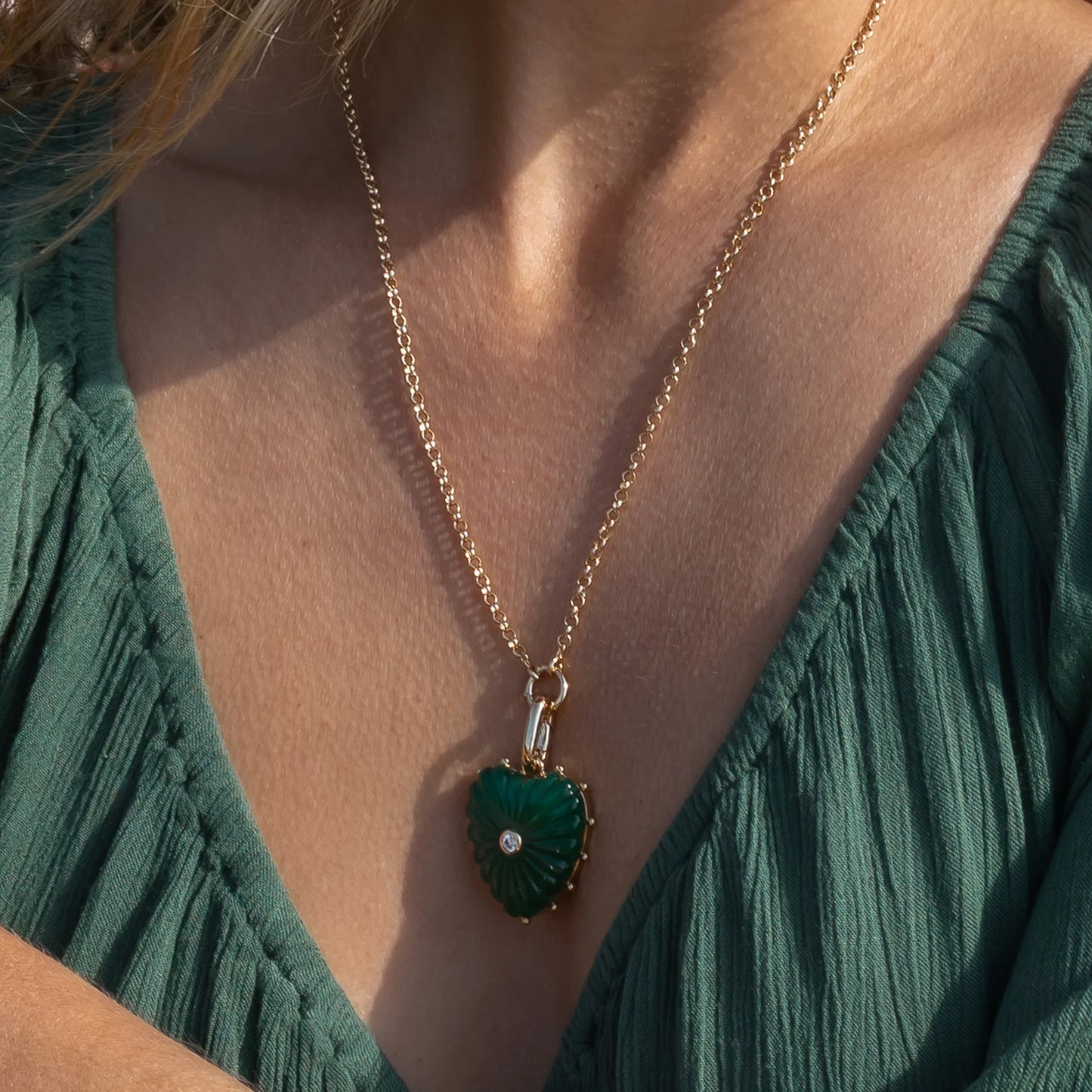 Melanie Green Jade Heart Clip Charm