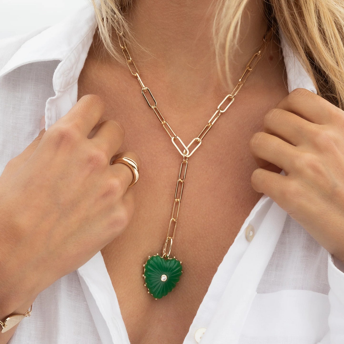 Melanie Green Jade Heart Clip Charm