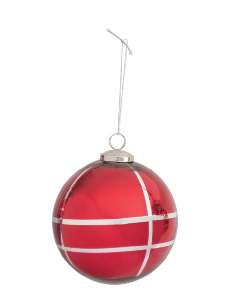 Round Mercury Glass Ball Red