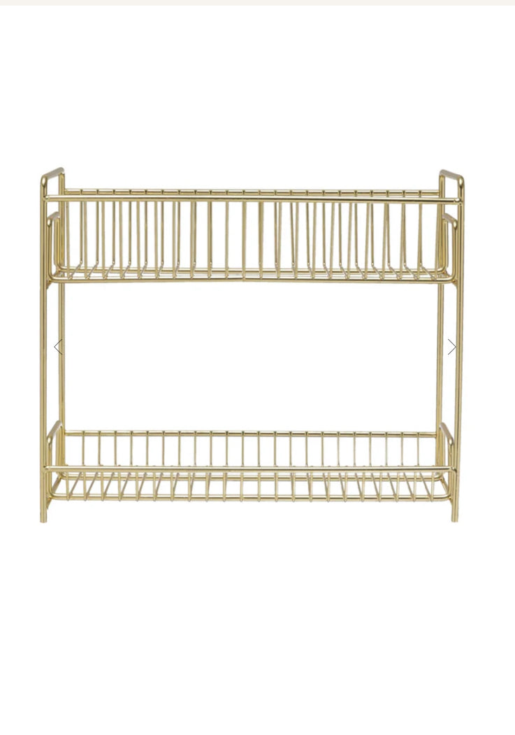 Metal 2-Tier Dish Drainer, Gold Finish