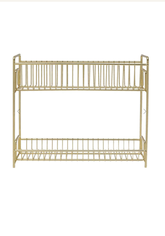 Metal 2-Tier Dish Drainer, Gold Finish