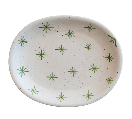 Hand painted Stoneware Platter w/Stars