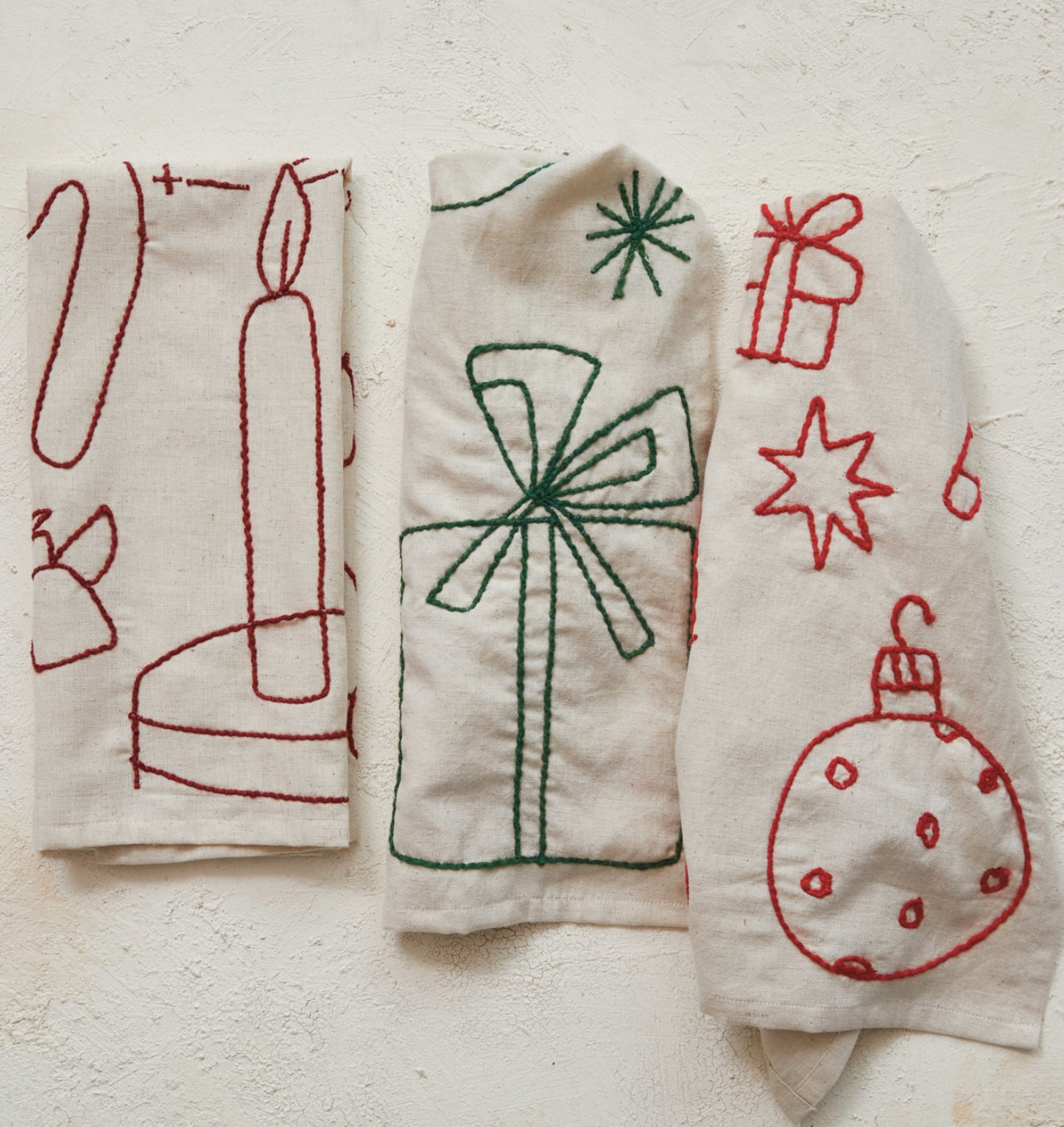 Woven Cotten Towel Holiday Set of 3