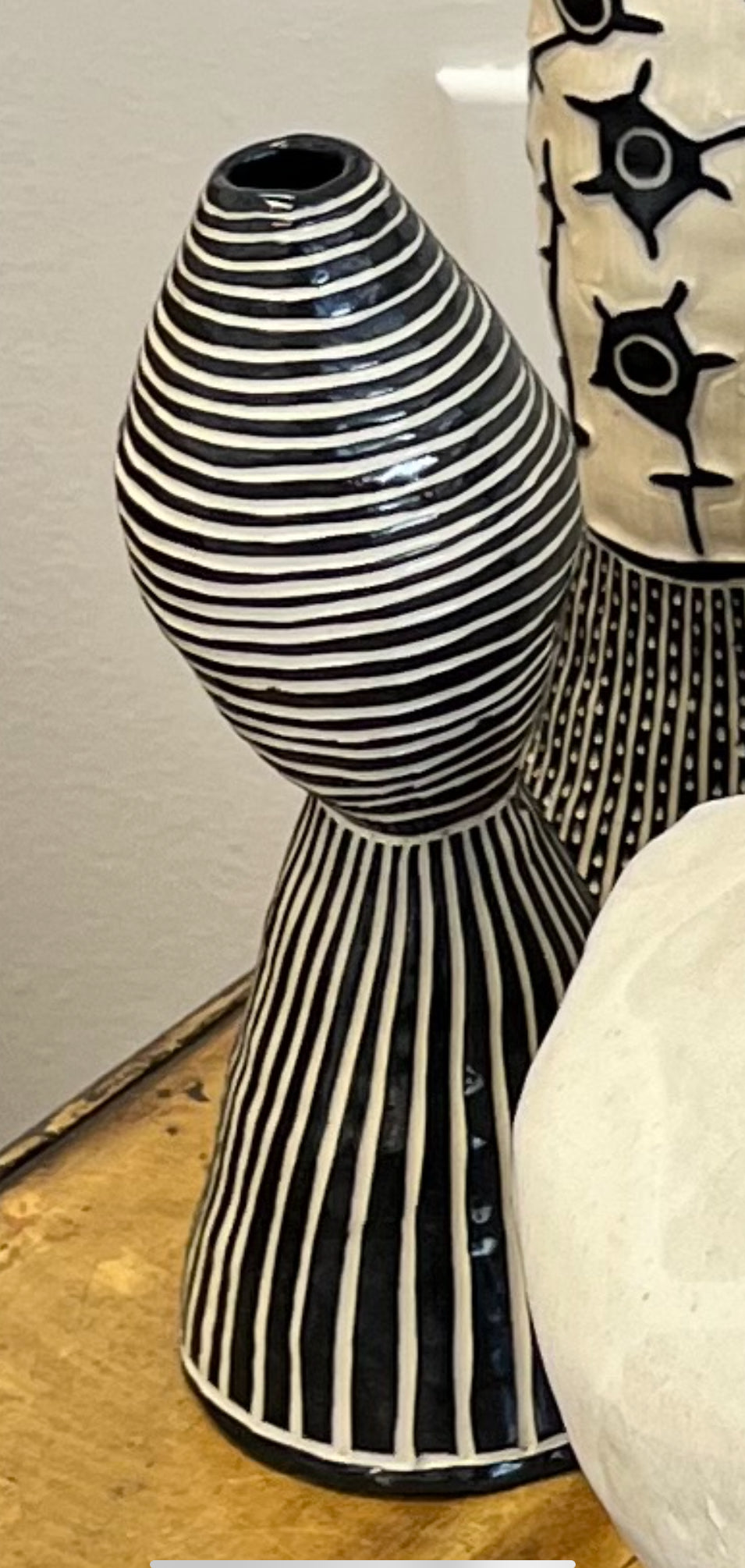 Black and White Striped Vase