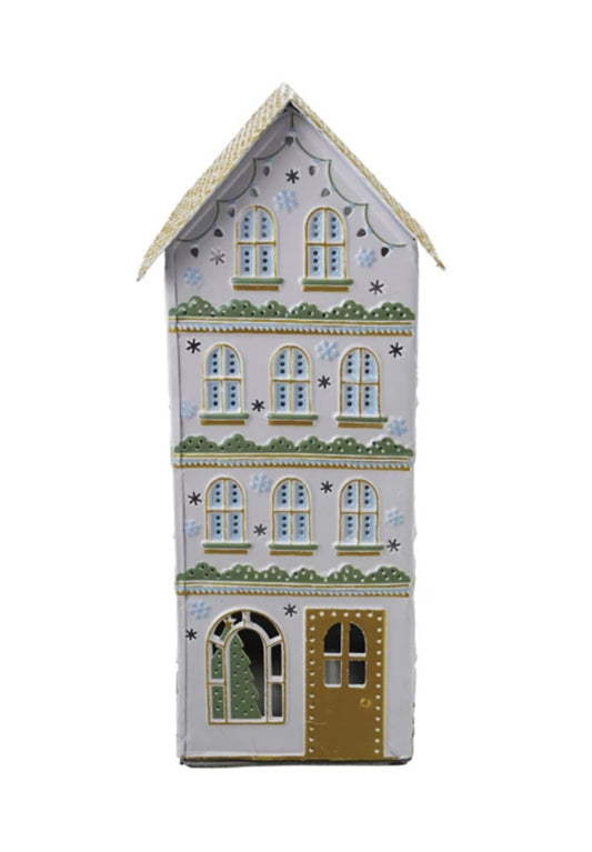 Decorative Painted Metal House 11”
