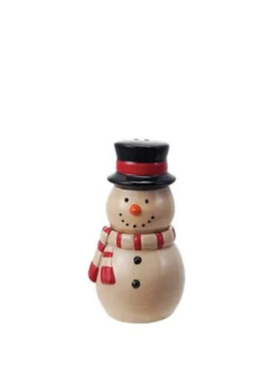 Hand Painted Stoneware Snowman Salt and Pepper