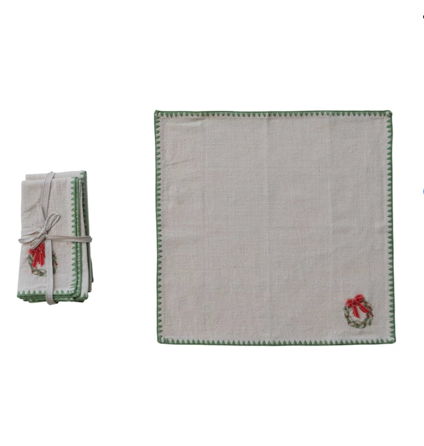 Embroidered Napkins with Wreath