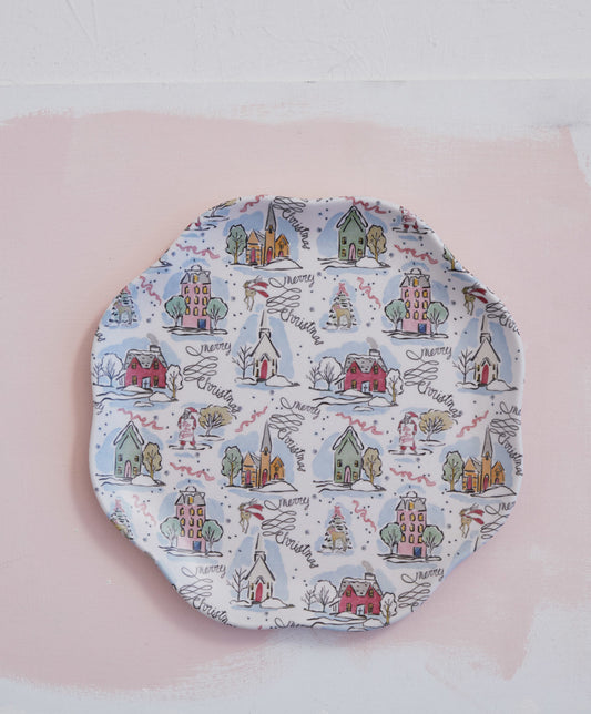 Bamboo Melamine Scalloped Plate