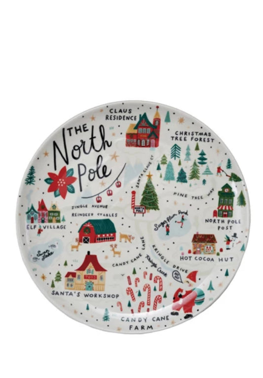 Stoneware North Pole Scene Plate