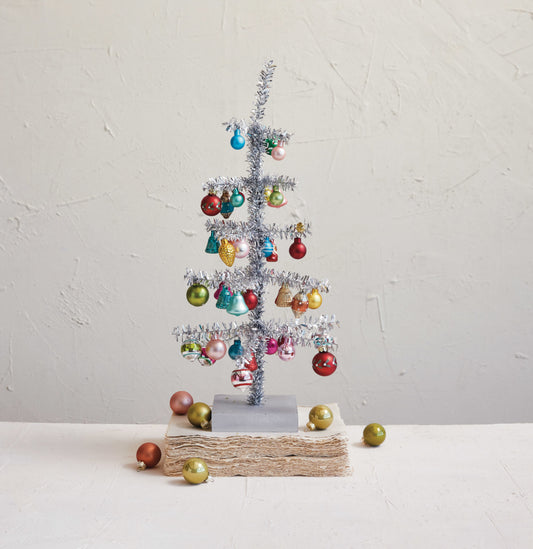 Tinsel Tree w/Glass Ornament