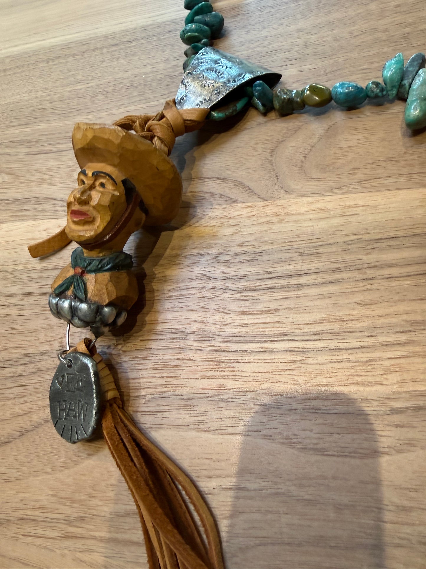 Wood Indian Head Necklace