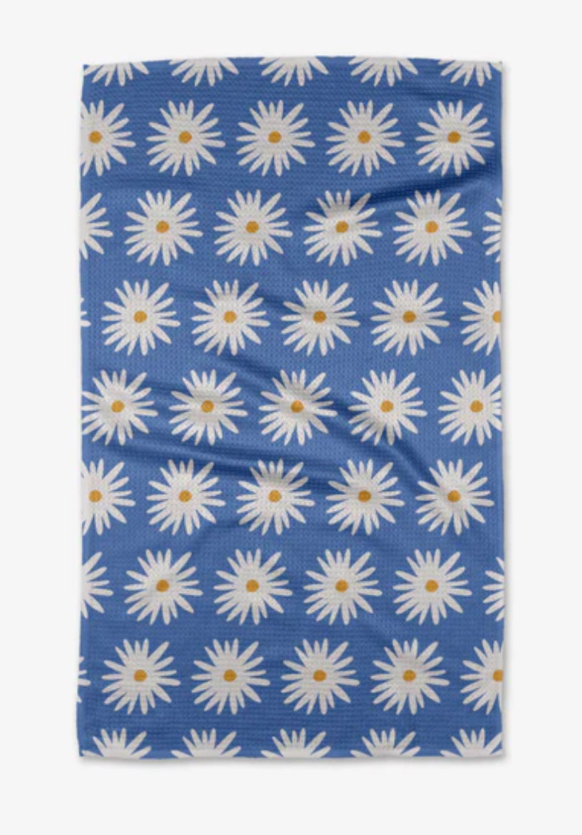 Blue Daisies Tea Towel