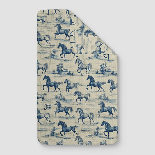 Blue Horses Kitchen Towel