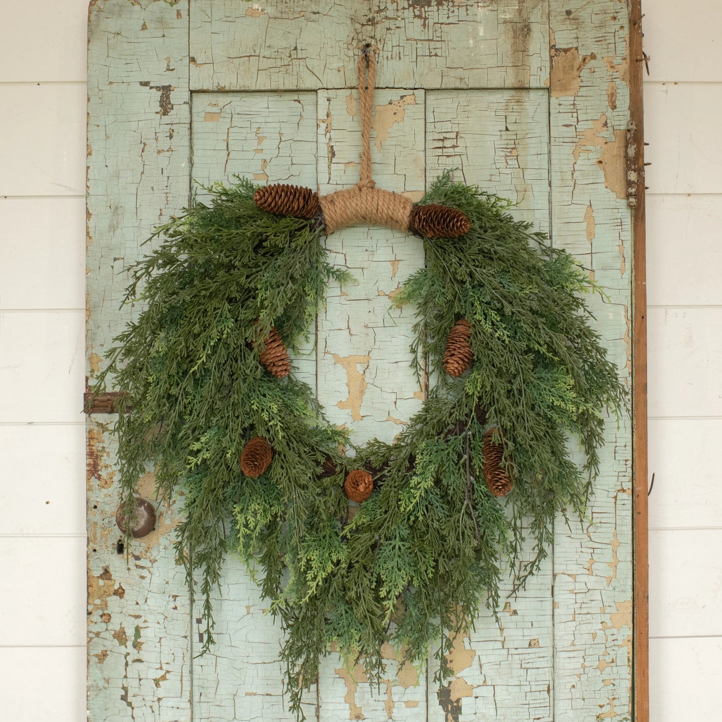 Cedar and Cones Hanging Wreath