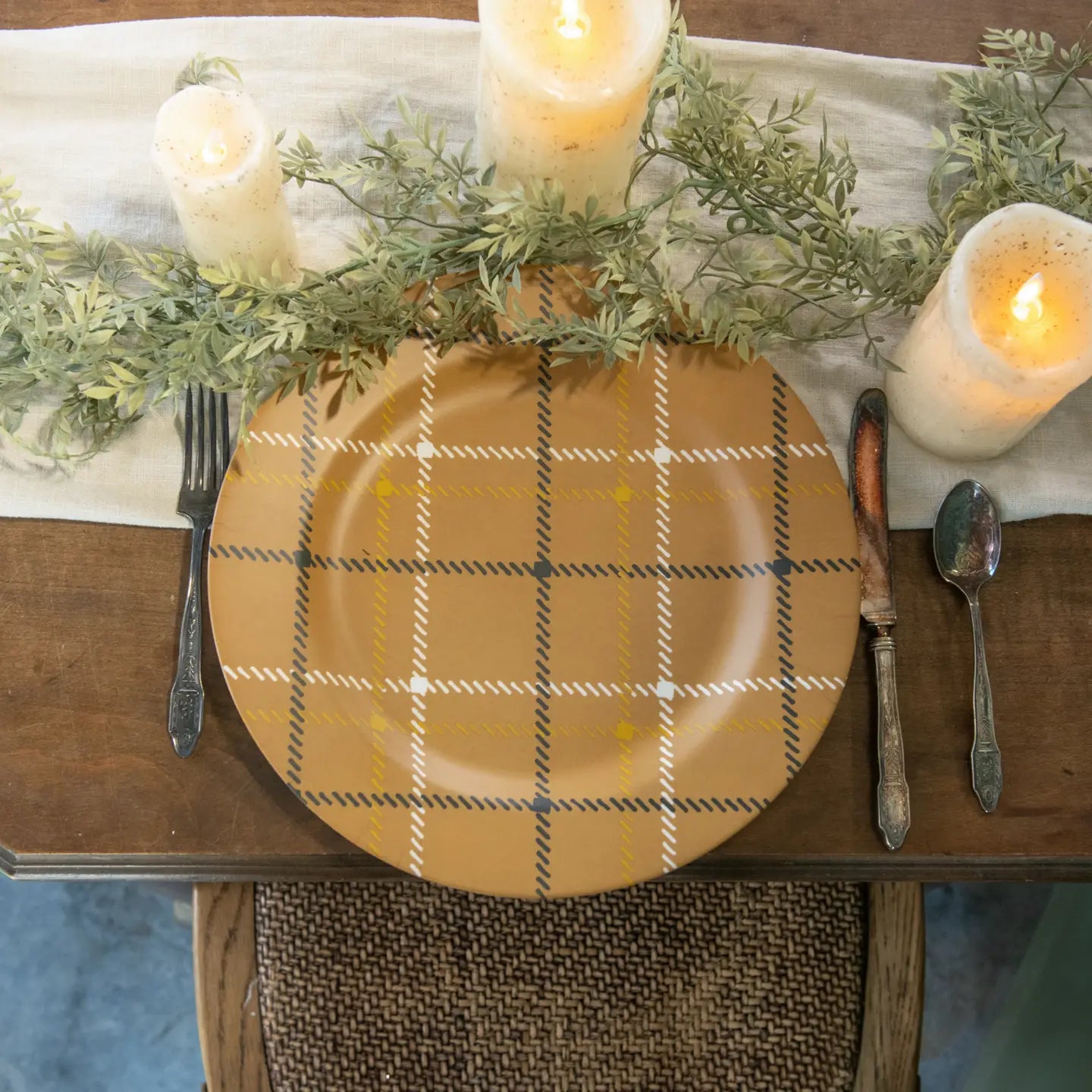 Mustard Plaid Charger