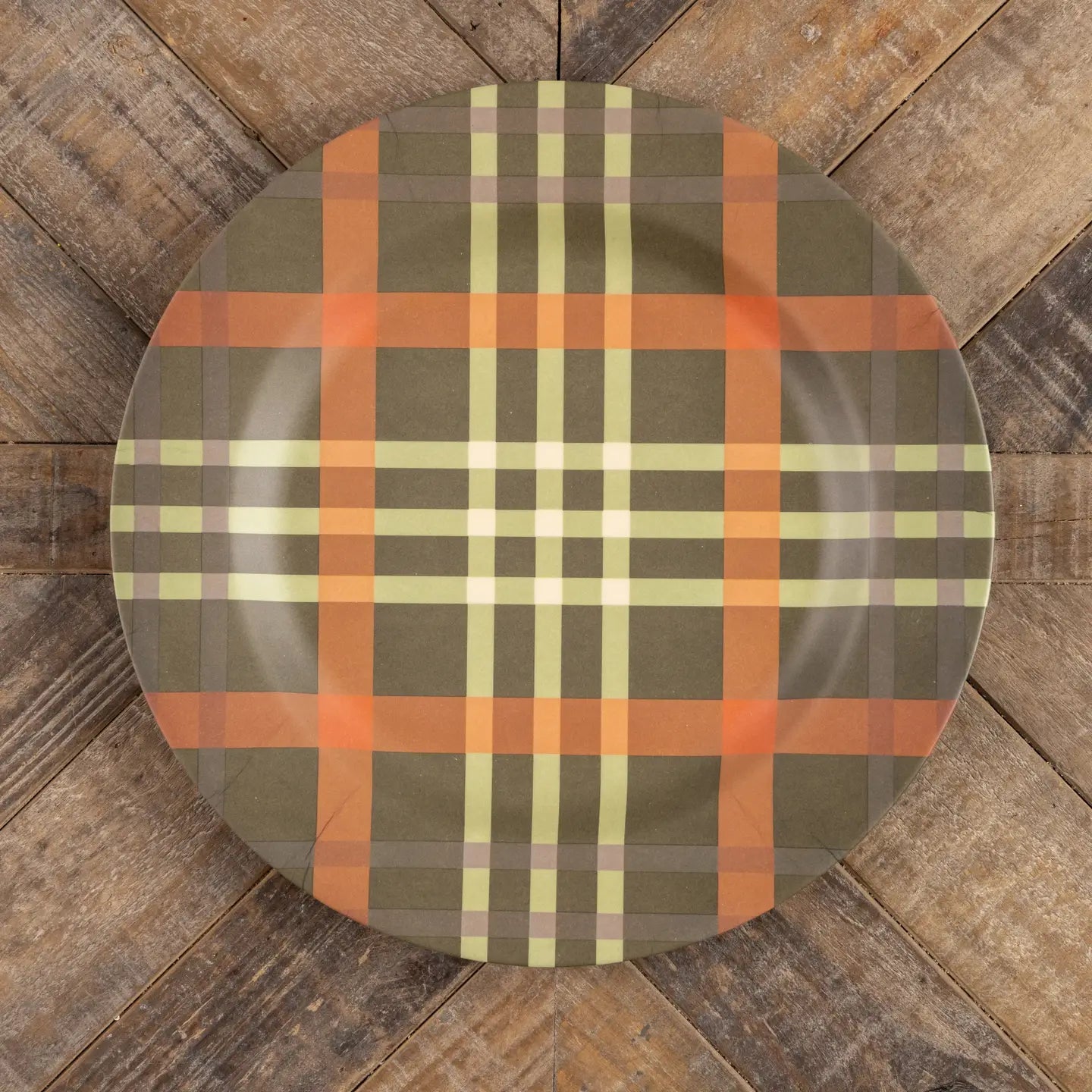 Green and Orange Plaid Charger