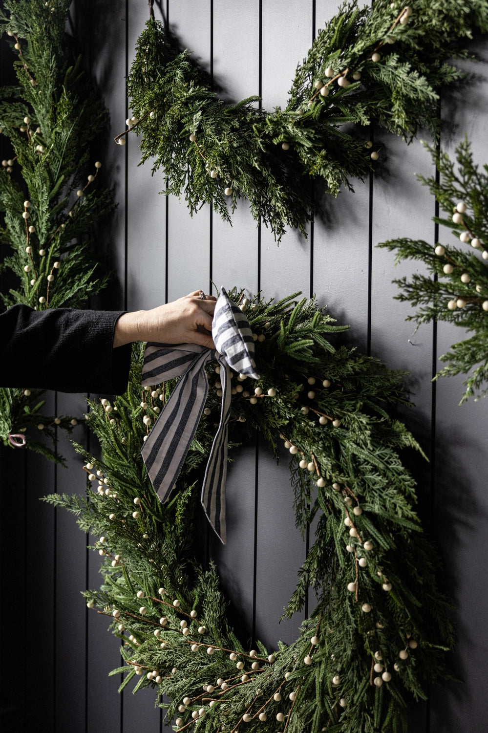 White Plum Berry Norfolk Cypress Real Touch Wreath