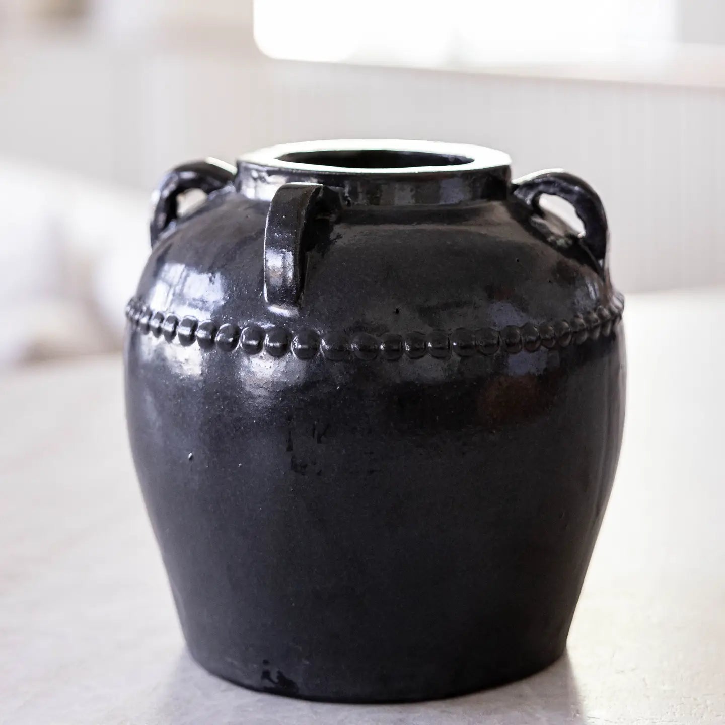 Dumont Grey Glazed Vase with Handles