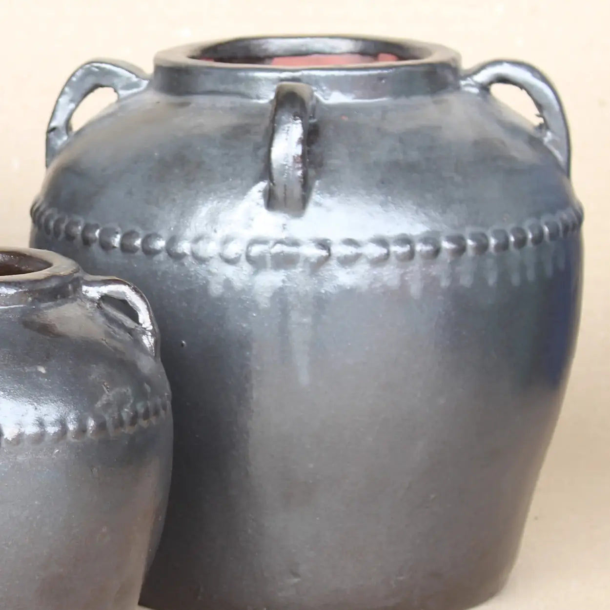 Dumont Grey Glazed Vase with Handles