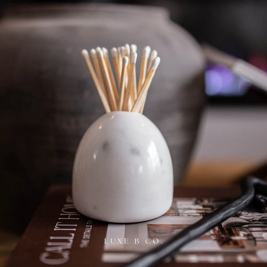 White Marble Match Holder