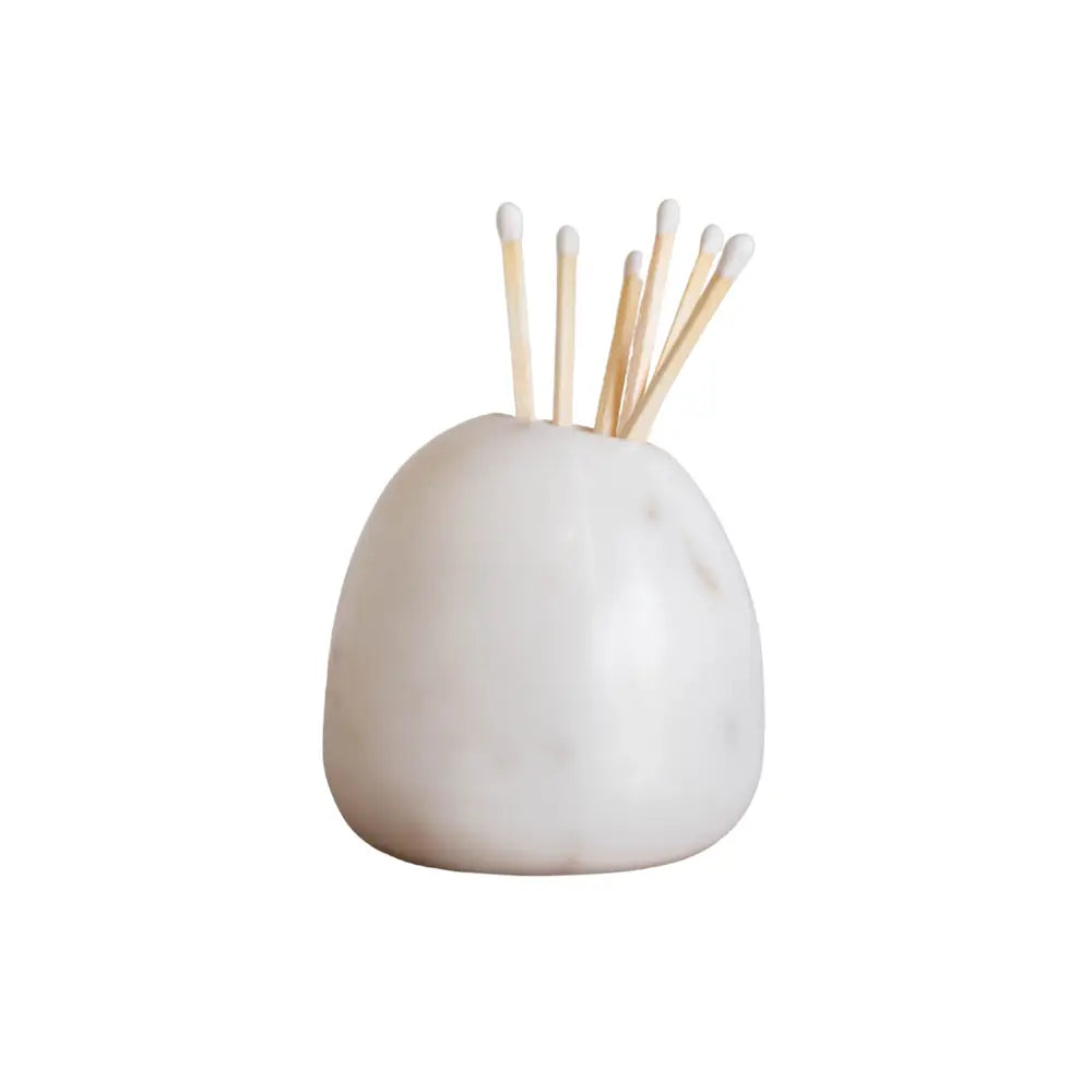 White Marble Match Holder