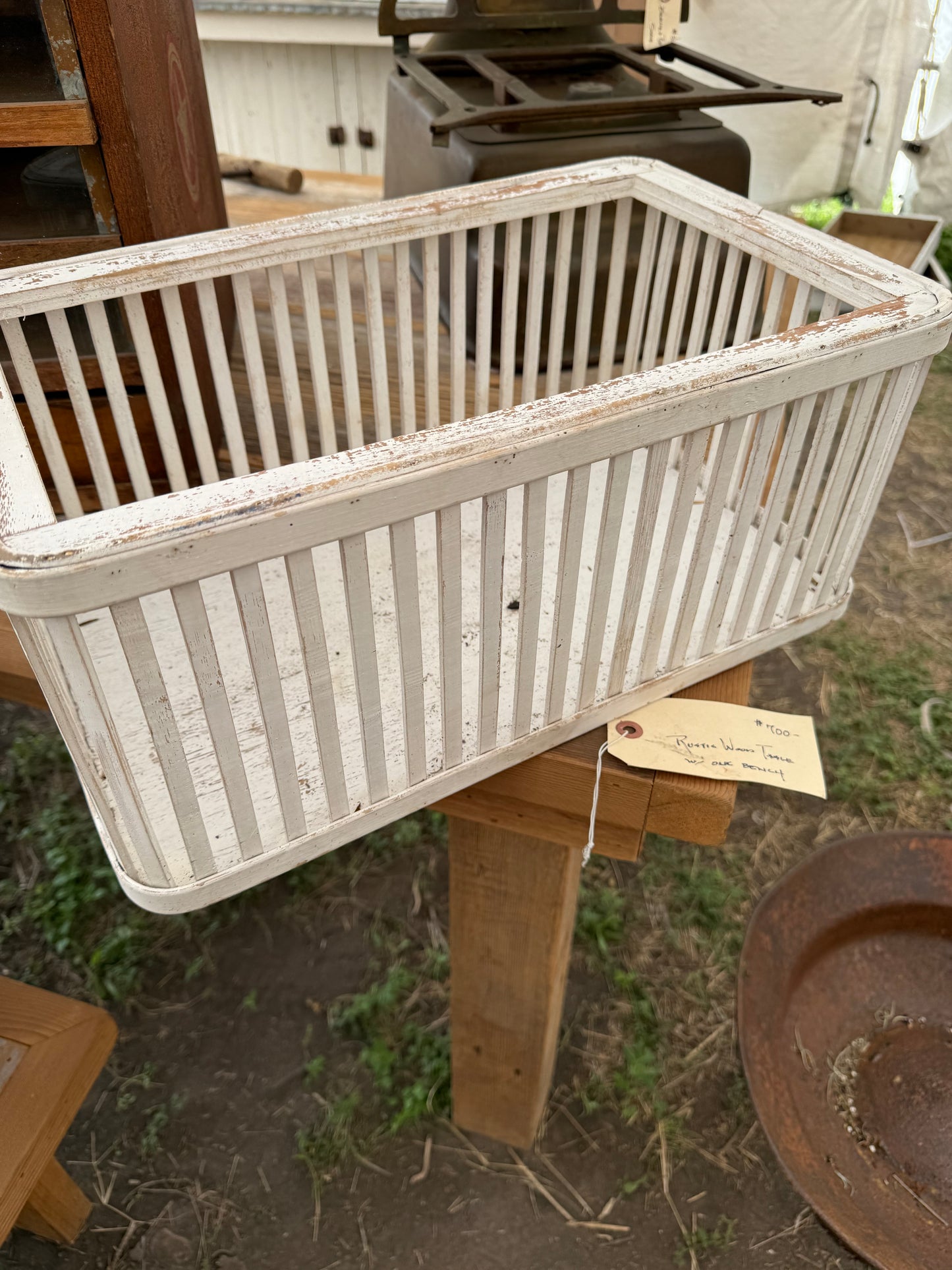 White Slatted Basket