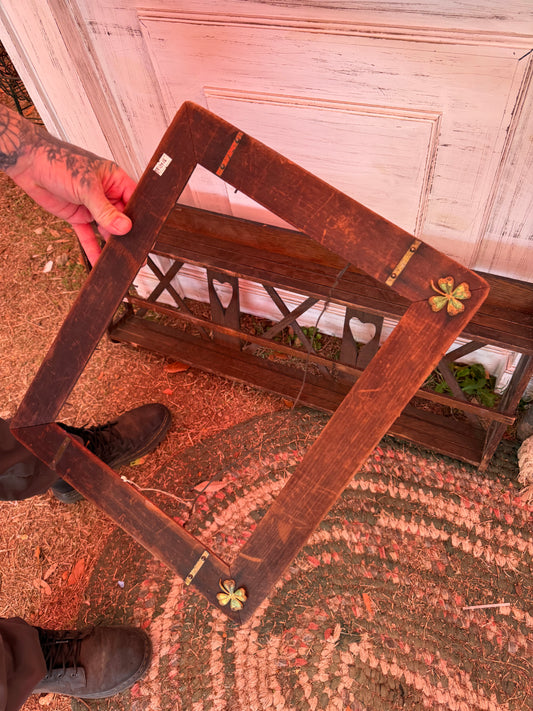 Vintage Wood Frame with Clover Details