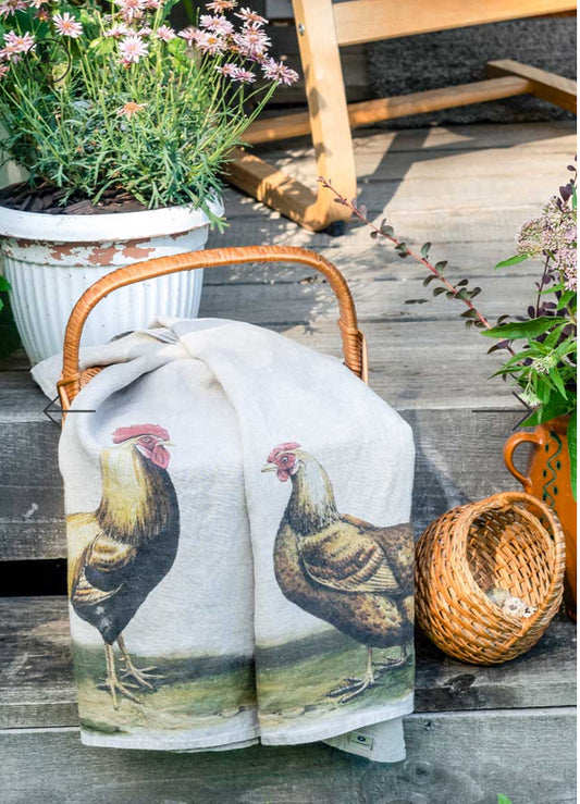 Rooster and Hen Kitchen Towels