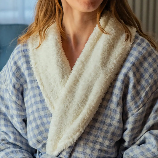 Gingham Cotton Robe with Fleece Lining