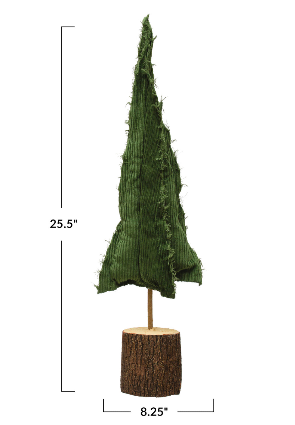 Raw-Edged Corduroy Tree w/ Wood Slice Base