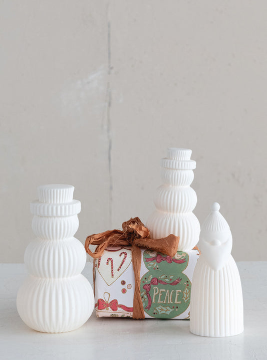 Stoneware Bisque Snowman Shaped LED Light (Batteries Included)