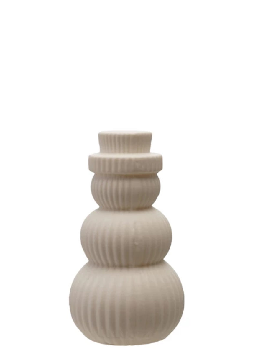 Stoneware Bisque Snowman Shaped LED Light (Batteries Included)