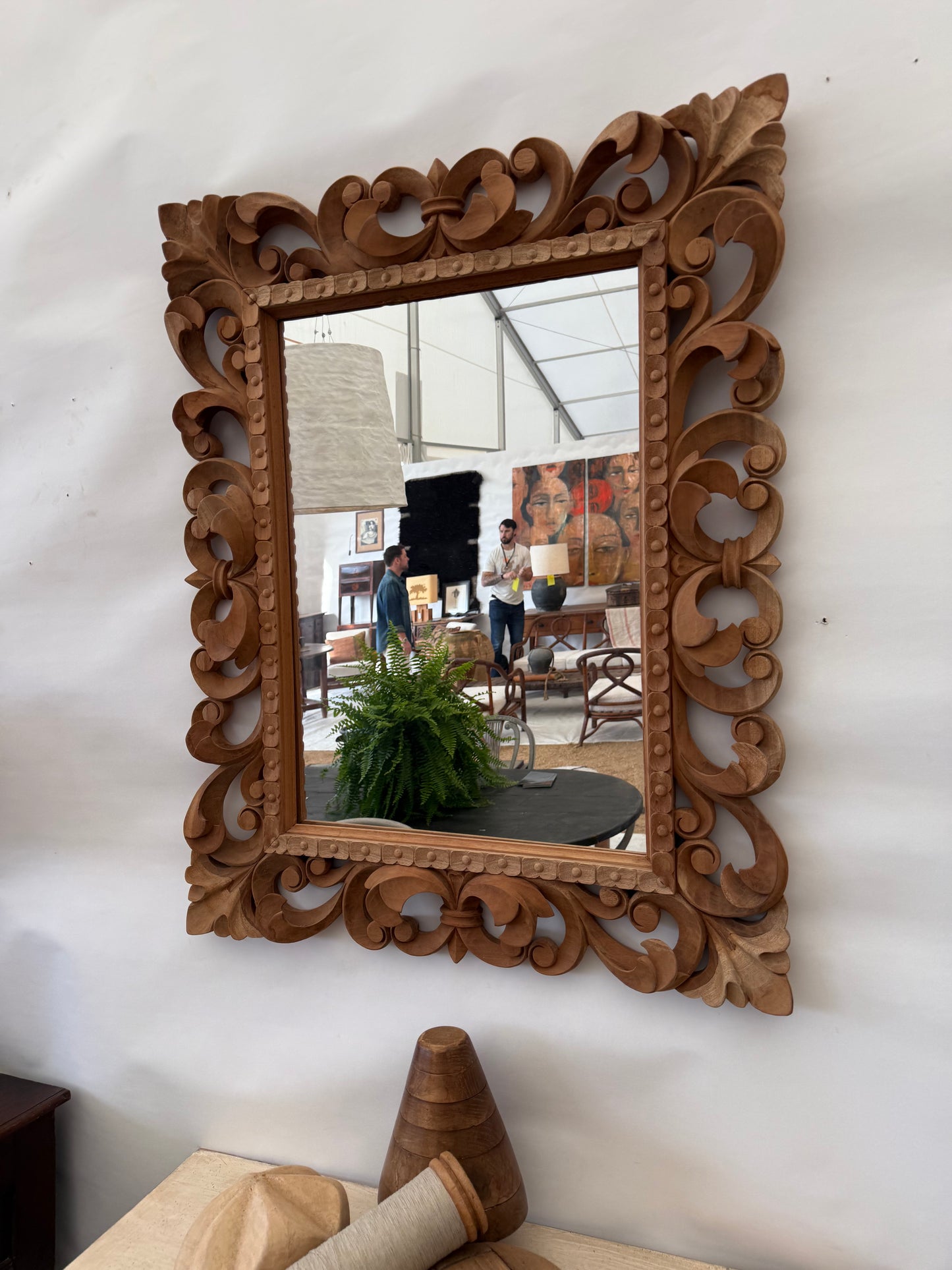 Pair Wood Carved Mirrors