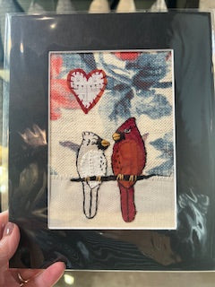 Textile Bird Art - Cardinal Besties