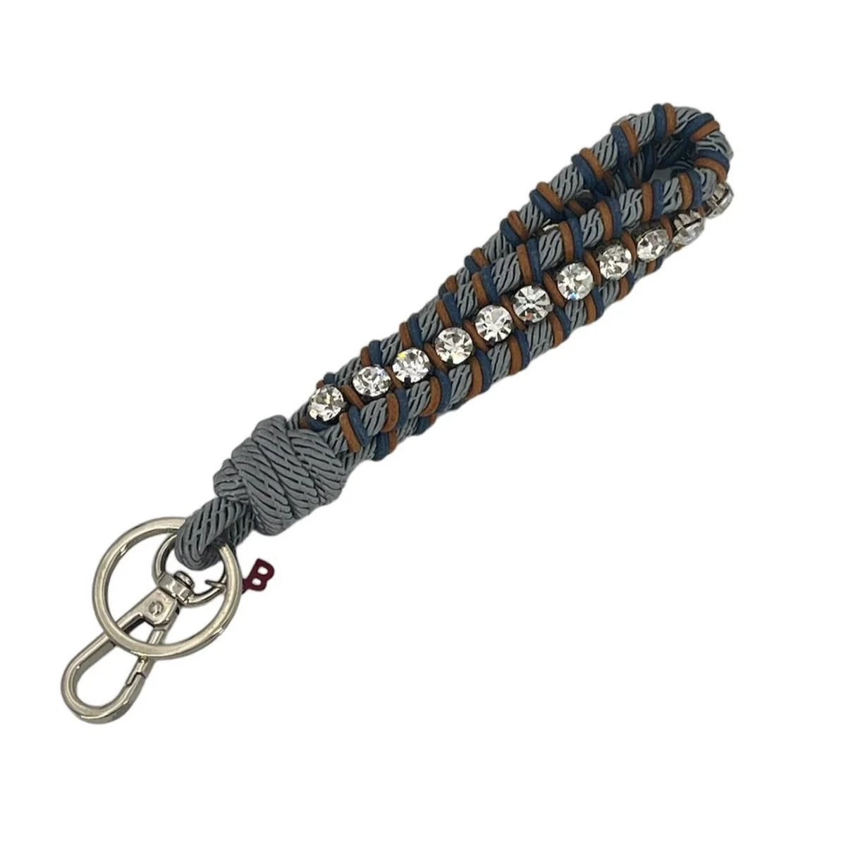 Rhinestone Key Ring Blue/Grey W/Stones