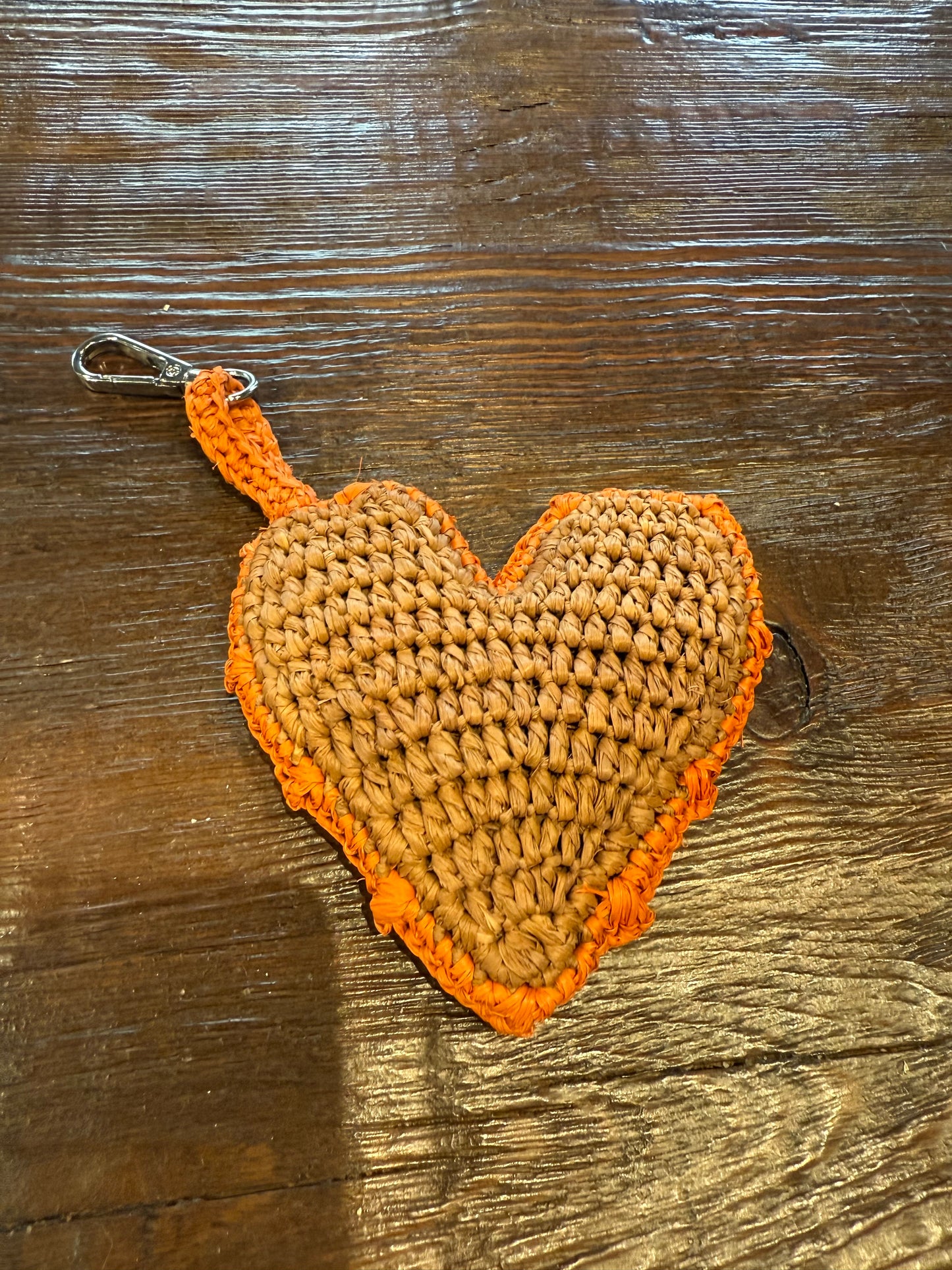 Heart Key Ring Brown & Orange